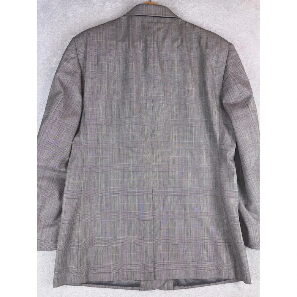 Jos A. Bank Mens 46R Gray Plaid 100% Wool Two Button Blazer Sport‎ Coat Jacket